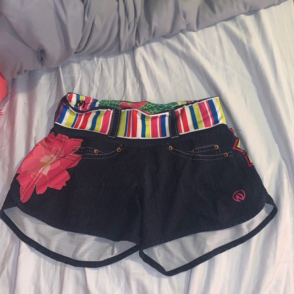 Vintage Ink N Burn Jean patterned running shorts
